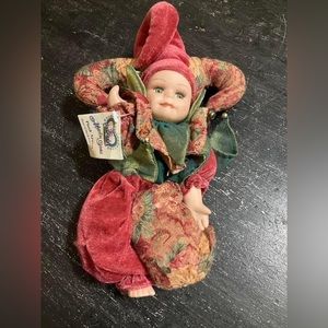PLUSH APPEAL MARDI GRAS JESTER BABY PORCELAIN DOLL